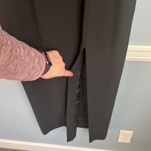 Tahari Long Black Evening Gown Dress with Slit Size 2 - Picture 6 of 16